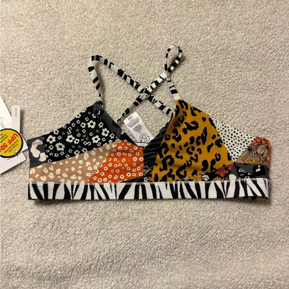 Treasure & Bond Girl’s Reversible Zebra Patchwork Bikini Top - Picture 8 of 12